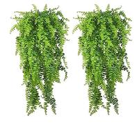 PINVNBY Reptile Plants Hanging Fake Vines Boston Climbing Terrarium Plant with Suction Cup for Bearded Dragons Lizards Geckos Snake Pets Hermit Crab and Tank Habitat Decorations (2 Pack)