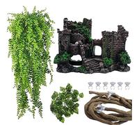 PINVNBY Reptile Resin Castle Decoration,Bearded Dragon Habitat Accessories Crested Gecko Hideouts Cave Reptiles Vines Flexible Jungle Climbing Vines Decor for Chameleon Snake Gecko Lizard(4 Pcs)