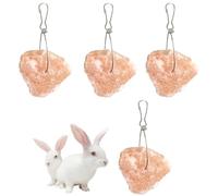 PINVNBY Salt Blocks for Rabbits,4 Pieces Himalayan Small Pets Lick Salt Block Natural Mineral Salts with Hook Hanging Small Animals Chew Toys for Horses Bunny
