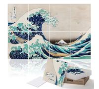 PINWELIFE® Wall Art Acoustic Panels, Sound Proof Absorbing Panels for Home/Office, Decorative Absorbing Dampening, Noise and Echo Cancelling, 120x80cm (The Great Wave off by Katsushika Hokusai)