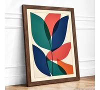 Pinwheel Petals Geometric Framed Wall Art Print A2 (59.4×42cm) Walnut, Wall Decor for Living Room, Bedroom, Office & Home, Ready to Hang, Art Gift