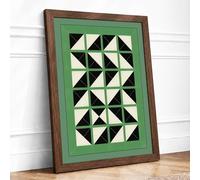 Pinwheel Quilt Geometric Framed Wall Art Print A1 (84.1×59.4cm) Walnut, Wall Decor for Living Room, Bedroom, Office & Home, Ready to Hang, Art Gift
