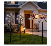 Pinwheels for Yard and Garden, 46 inch/117cm Outdoor Spinner 3D Wind Spinner, Butterfly Wind Spinner Decor Gifts for Family Friends B（4Packs）