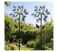 Pinwheels for Yard and Garden, 46 inch/117cm Outdoor Spinner 3D Wind Spinner, Butterfly Wind Spinner Decor Gifts for Family Friends,A（2Packs）