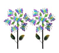 Pinwheels for Yard and Garden, 46 inch/117cm Wind Streamer 3D Wind Sculptures, Yard Wind Catchers Ideal Lovely Gift for Family Friends,A（2Packs）