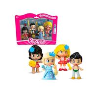 Pinypon - Pack of 4 Storytelling Figures, Includes Goldilocks, Ice Princess, Prince of the Magic Lamp and Princess of the Ocean, 20+ Themed Accessories, Famous (PNY87000)