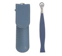 Pinzas para recortar el vello de la nariz para Hombres, pinzas nasales de Punta Redonda, herramienta de recorte de precisión de Acero inoxidable, Azul con Bolsa de almacenamiento