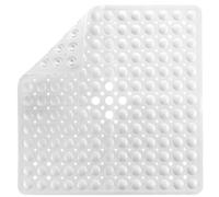 Pinzz Square Shower Mats Non Slip Anti Mould Bath Mats for Inside Bath Shower with Suction Cup Safety Bathroom Mat Machine Washable Shower Mat with Drain Holes,53x53CM(White)