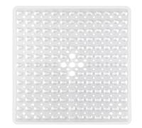 Pinzz Square Shower Mats Non Slip Anti Mould Bath Mats with Suction Cup Safety Bathroom Mat Antibacterial Machine Washable Shower Mat with Drain Holes,53x53CM(Clear)