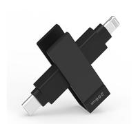 PioData Apple MFi Certified 256GB Black iXflash 2-in-1 USB Type C & Lightning Backup Photo Stick | External Photo Storage for iPhone, iPad, and Computer | Transfer Photos, Videos, and Files