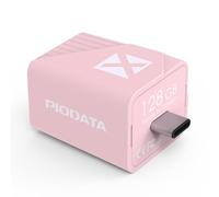 Piodata iPhone Photo Stick Backup: 128GB Data Cube Apple MFi Certified Pink - Auto Back Up Storage Type C USB Flash Drive for iPad/Android/Phone