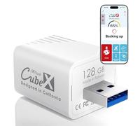 Piodata iXflash Cube Auto Photo Backup While Charging, 128GB USB Flash Drive for iPhone & iPad, Apple MFi USB 3.2 Type A Data Cube Photo Stick Backup Drive, External Hard Drive for iPhone w/Free APP