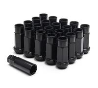 Piodelo Chrome Lug Nuts M12x1.5 Open End Wheel Nuts,Taper Acorn Seat, Forged Locknut Racing Nut Set 20Pcs and 1 Nut Socket Key- Black
