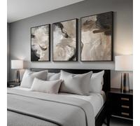 PioflioR Large Abstract Wall Art for Living Room, 3 Piece Modern Canvas Prints for Walls, Black Beige Brown Neutral Tone Picture(60x90cmX3/Frameless)