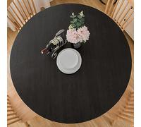 Pioggia Round Vinyl Fitted Tablecloth with Flannel Backing Elastic Table Cloth Waterproof Oil-Proof Plastic Table Cover Best for 57"-65" Round
