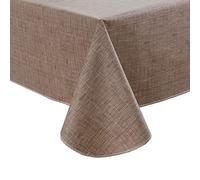 Pioggia Vinyl Tablecloth with Flannel Backing Waterproof Oil-Proof Plastic Table Cloth Wipeable PVC Table Cover for Indoor and Outdoor (Linen, 60 x 84 Inch)
