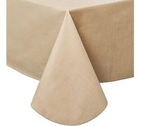 Pioggia Vinyl Tablecloth with Flannel Backing Waterproof Oil-Proof Plastic Table Cloth Wipeable PVC Table Cover for Indoor and Outdoor (Beige, 60 x 84 Inch)