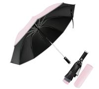 Pioggistar Windproof Folding Umbrella, Automatic Reverse Umbrella, Large Rain Umbrella, 10 Reinforced Ribs for Men and Women, with Torch, Diameter 105 cm, pink