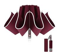 Pioggistar Windproof Folding Umbrella, Automatic Reverse Umbrella, Mechanical Rain Umbrella, 10 Reinforced Ribs for Men and Women, Diameter 105 cm, red