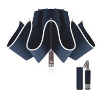Pioggistar Windproof Folding Umbrella, Automatic Reverse Umbrella, Mechanical Rain Umbrella, 10 Reinforced Ribs for Men and Women, Diameter 105 cm, dark blue