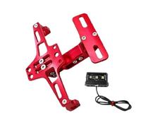 PIOGIGIMMN Motorcycle Universal Adjustable License Number Plate Bracket Rear Turn Signal Lamp Holder CNC Registration Motorbike Fairing Kits(Red)