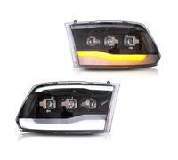 PIOMEGEPKQ Car Front Lamp Assembly 2Pcs High Definition Full LED Matrix Headlamp Dynamic Sequential Turn Signal For Dodge For Ram 1500 2500 3500 2009-2018 Headlight Unit(Clear)