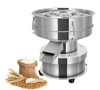 PioMue Commercial Electric Vibrating Sieve Machine - 50W 1350RPM Automatic Sieve Shaker, 304 Stainless Steel Flour Sifter for Large Capacity Processing 10CM-1Mesh1Lid