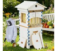 PioMue Flow Bee Hive Starter Kit with Bee Suit,Automatic Beehive Box Set with Observation Window & Honey Spout,for Easy Beekeeping, Complete Bee Hive Boxes for Beginners