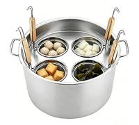PioMue Multifunctional Kitchen Noodle Boiler Bucket,Commercial Cooking Pot with Divider and Strainer,Stainless Steel Noodle Pot for Perfect Cooking and Easy Draining 4-Hole