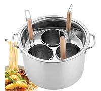 PioMue Pasta Cooker Insert Set, Multifunctional Kitchen Noodle Boiler Bucket with Divider and Colander Straine,Stainless Steel Pasta Cooker Set for Pasta, Noodles, Veggies 3-Hole
