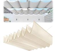 PioMue Retractable Sun Sail Shade Canopy for Outdoor Use, U-Shaped Sliding Roller Blind,Wave Design, Thickened Fabric, Customizable for Terrace and Patio OffWhite-1500cm*180cm/590.6in*31.5in