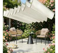 PioMue Retractable Wavy Shade Sail, Waterproof Fabric Cover, U-Shaped Sliding Roller Blind with Eyelets and Ropes,for Patios, Gardens, Terraces, Carports OffWhite-2000cm*180cm/787.4in*31.5in