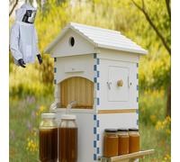 PioMue Self-Flowing Beehive Starter Kit,Complete Wooden Bee Hive Box with Observation Window & Honey Nozzle, Includes Beekeeper Suit for Garden Pollinators & Backyard Beekeeping