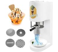 PioMue Spaghetti Ice Cream Press Machine, 420ml Stainless Steel Hopper, 4 Interchangeable Molds, 200W Commercial Gelato Maker for Ice Cream Shops, 1-Button Start