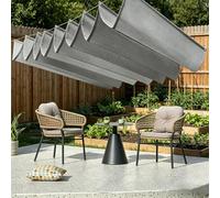 PioMue U-Shaped Wave Sunshade, Wave Shade Sail Awning,Sun Protection for Balcony, Sliding Sun Shade Sail, for Outdoor Use, Garden, Terrace, Pergola, Veranda LightGray-1000cm*180cm/393.7in*31.5in