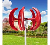 PioMue Wind Turbine Generator, 5 Blades Vertical Wind Turbine Kit Low Wind Speed Starting Wind Power Generator with Controller for Home, Camping 24V-100W
