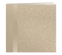 Pioneer 12-Inch by 12-Inch Scroll Embroidery Fabric Postbound Album with Ribbon, Ivory