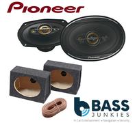 Pioneer 6x9" 5-Way 1400 Watts Car Speakers with Grey 6x9 Boxes and 16AWG Cable