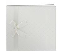 Pioneer 8 Inch by 8 Inch Postbound Diamond Fabric Cover Memory Book, Ivory
