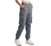 Pioneer Camp Cargo Trousers Women's Long Hiking Trousers for Women Durable Cargo Trousers Adjustable Waistband Outdoor Jogging Bottoms with 6 Pockets, gray, M