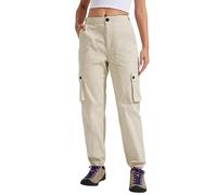 Pioneer Camp Cargo Trousers Women's Long Hiking Trousers for Women Durable Cargo Trousers Adjustable Waistband Outdoor Jogging Bottoms with 6 Pockets, khaki, M