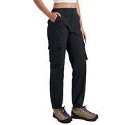 Pioneer Camp Cargo Trousers Women's Long Hiking Trousers for Women Durable Cargo Trousers Adjustable Waistband Outdoor Jogging Bottoms with 6 Pockets, black, XXL