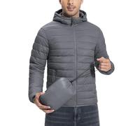 Pioneer Camp Down Jacket Men with Hood-Ultra Light Packable Puffer Jacket, Warm Winter Coat, Foldable Outdoor Insulated Jacket for Hiking and Travel（Dark Grey;M