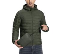 Pioneer Camp Down Jacket Men with Hood-Ultra Light Packable Puffer Jacket, Warm Winter Coat, Foldable Outdoor Insulated Jacket for Hiking and Travel（Army Green;M