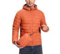 Pioneer Camp Down Jacket Men with Hood-Ultra Light Packable Puffer Jacket, Warm Winter Coat, Foldable Outdoor Insulated Jacket for Hiking and Travel（Vermilion;M