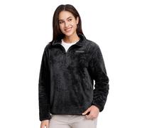 Pioneer Camp Ladies Teddy Furry Fleece Pullover| Women's Soft Quarter Zip Stand Collar Lounge Jumper | Cosy Casual Outdoor Fleece with Elasticated Hem(Black;S)