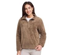 Pioneer Camp Ladies Teddy Furry Fleece Pullover| Women's Soft Quarter Zip Stand Collar Lounge Jumper | Cosy Casual Outdoor Fleece with Elasticated Hem(Camel;S)