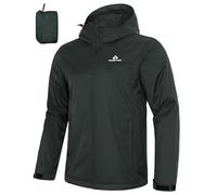 Pioneer Camp Men's 10000mm Waterproof Jacket,Lightweight Packable Rain Jacket with Hood,Breathable for Hiking(Dark Grey;S)