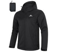 Pioneer Camp Men's 10000mm Waterproof Jacket,Lightweight Packable Rain Jacket with Hood,Breathable for Hiking(Black;S)