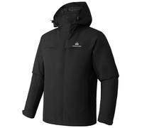 Pioneer Camp Men's 15000mm Waterproof Hiking Jacket,2L Breathable Rain Jacket with Detachable Hood&Ripstop Fabric(Black;L)